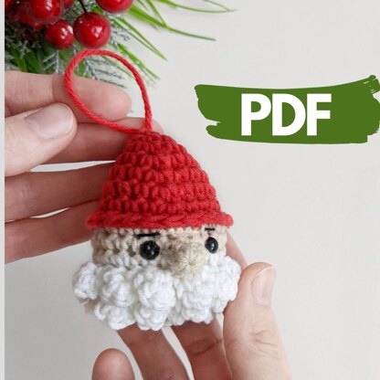 Crochet Santa ornament pattern, easy crochet Christmas decor