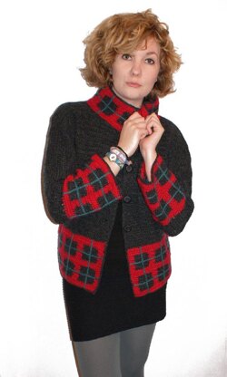 Crochet Jacket with Tartan Borders