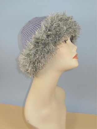 Faux Fun Fur Trim Beanie Hat