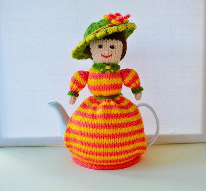 Edwardian Lady 4 Cup Teapot Cosy Knitting Pattern - Novelty Teapot Cosy Knitting Pattern