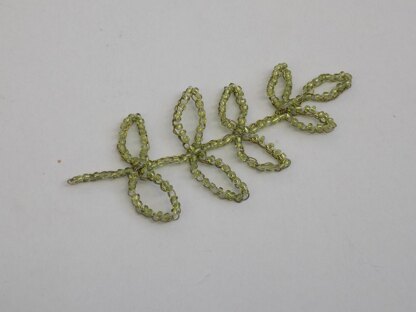 Wire Crocheted Leaf Branch with Beads