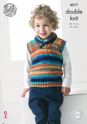 Boys Sweater and Slipover in King Cole Big Value Baby DK Or Flash DK - 4217 - Downloadable PDF