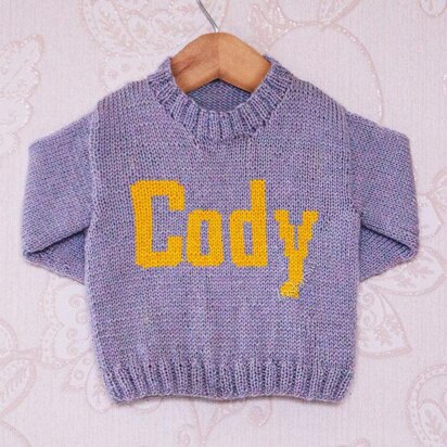 Intarsia - Cody Moniker Chart - Childrens Sweater
