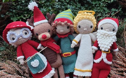 Christmas crochet amigurumi dolls angel elf rudolph santa claus grandma