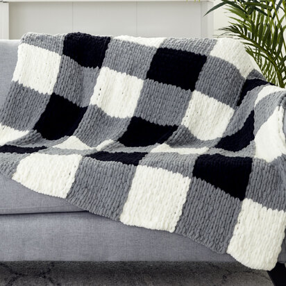 Checked Blanket in Bernat Bernat Alize Blanket-EZ - Downloadable PDF - knitting pattern