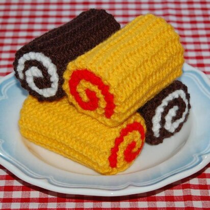 Knitting Pattern for Chocolate / Swiss Rolls / Cakes - Knitted Kitchen