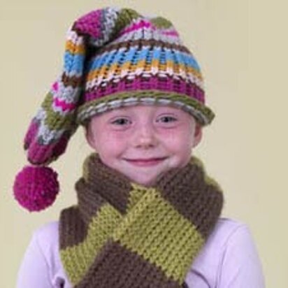 Knifty Knitter Striped Toboggan Cap in Lion Brand Wool-Ease