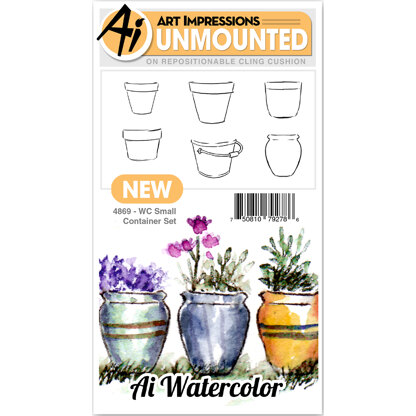 Art Impressions Watercolor Cling Rubber Stamps - Small Container