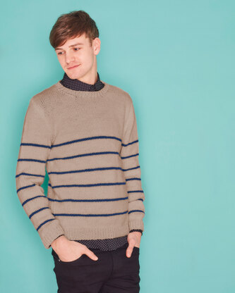 "Breton Mens Jumper" - Free Jumper Knitting Pattern in Paintbox Yarns Simply Aran