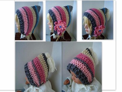 652 CROCHET HOOD, NEAPOLITAN, baby to adult