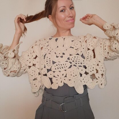 Boho Crochet Lace Oversized Sweater