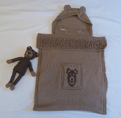 Brown Bear Hooded Car Seat Blanket