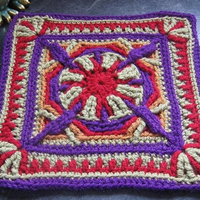 Purple Throated Hummingbird 12" Afghan Overlay Block