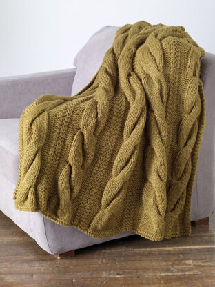 Classic Cable Throw in Lion Brand Wool-Ease Thick & Quick - 80882AD