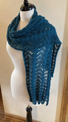 Abigail Crochet Sideways Shawl Feather and Fan Stitch