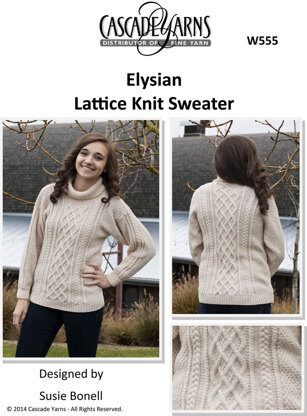 Lattice Knit Sweater in Cascade Elysian - W555 - Free PDF