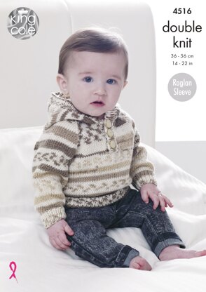 Raglan Sweaters in King Cole Cherish DK - 4516 - Downloadable PDF