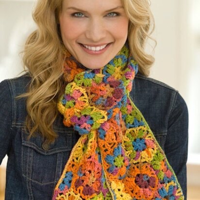 Multi Motif Scarf in Red Heart Heart & Sole - WR2168