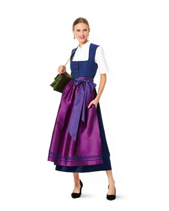 Burda Style Misses' Jumper Dress in Dirndl-Style, Blouse and Apron B6268 - Paper Pattern, Size 8-18