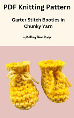 Garter stitch newborn booties in chunky yarn