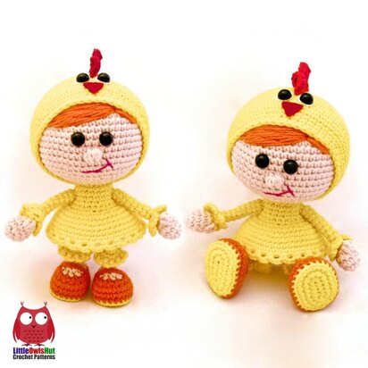 116 Girl Doll in a chicken outfit Amigurumi