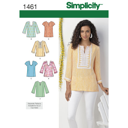 Simplicity Women's and Plus Tunic with Neckline and Sleeve Variations 1461 - Sewing Pattern