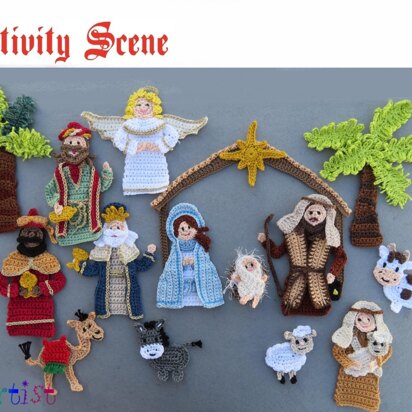 Nativity scene crochet applique pattern