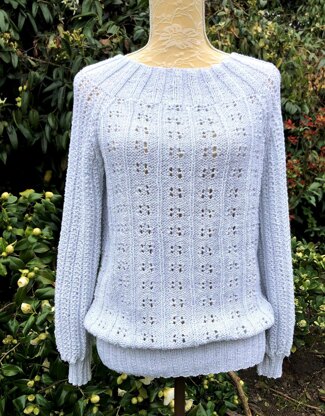 Izzy - Blouson Sweater with Eyelet Patterning