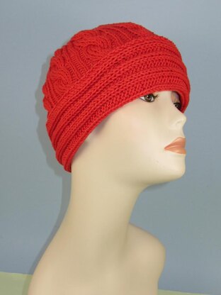 Rib Cuff Cable Beanie Hat