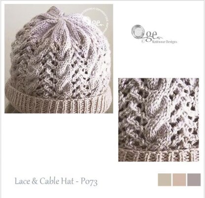 Lace and Cable Hat - P073