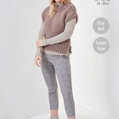 Ladies Tanks and Hat Knitted in King Cole Rosarium Super Chunky - 5753 - Downloadable PDF