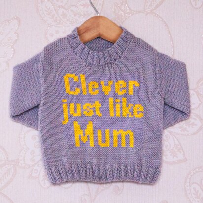Intarsia - Clever Just Like Mum - Childrens Sweater