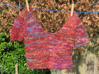 Recycled sari silk short sleeved crop top cardigan