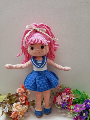 Vivian Doll, Crochet doll pattern, Amigurumi doll