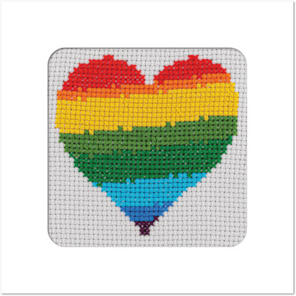 Minikarten-Kreuzstich-Stickset „Regenbogenherz“ von Stitchfinity – 13 x 13 cm