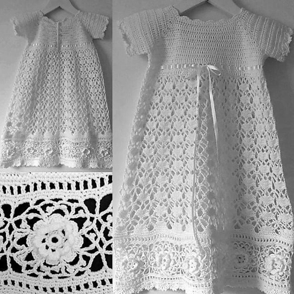 Crochet baby hot sale christening dress