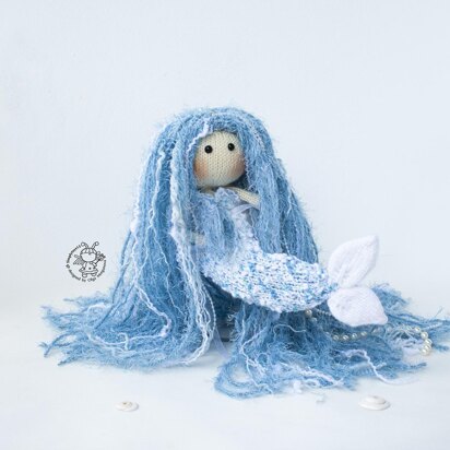 Blue Mermaid doll knitted flat