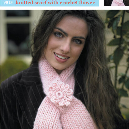 Scarf with Crochet Flower in Twilleys Freedom Wool -  9013