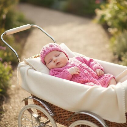 Baby Jacket & Hat Knitting Pattern UK & USA Terms #372