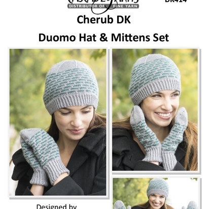 Duomo Hat & Mittens Set in Cascade Yarns Cherub DK - DK414 - Downloadable PDF