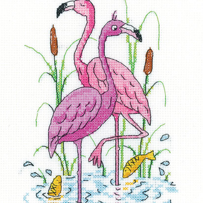 Heritage Crafts Flamingos Cross Stitch Kit