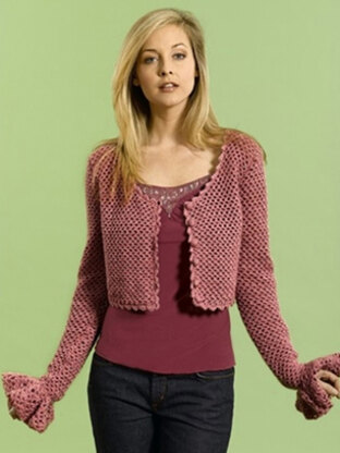 Lacy Cropped Cardigan in Caron Simply Soft - Downloadable PDF