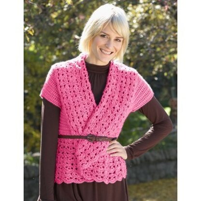 Crochet Vest with Shawl Collar in Bernat Satin