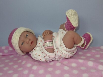 Just For Preemies - Premature Baby 4 Ply Bumper Booties and Beanie