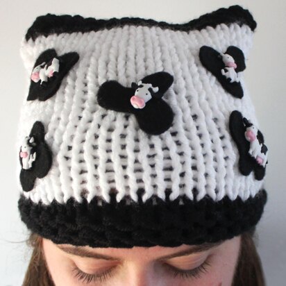 Knitted Cow Beanie