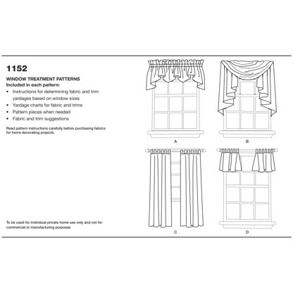 Simplicity Window Treatments 1152 - Paper Pattern, Size OS (ONE SIZE)