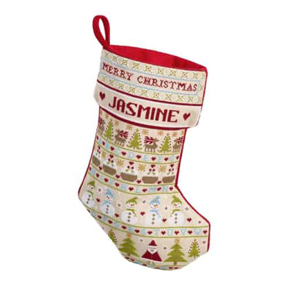 Historical Sampler Company Snowman Christmas Stocking Cross Stitch Kit - 30cm x 43cm