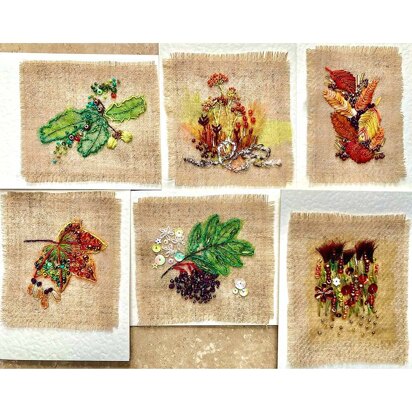 Rowandean Nature's Harvest Cards Printed Embroidery Kit - 20cm x 25cm