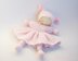 Pink Waldorf knitted girl doll for small babies