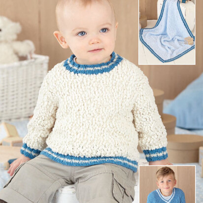 Sweaters & Blanket in Sirdar Snuggly Bubbly DK and Snuggly DK - 4555 - Downloadable PDF